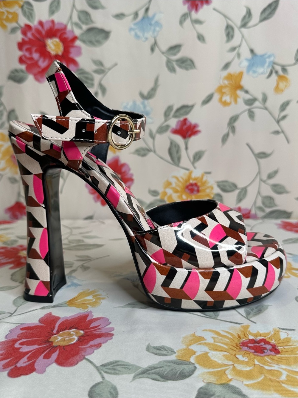BRIAN ATWOOD X EXPRESS | LIKE NEW | Geo Platform High Heel | Womens Size 8